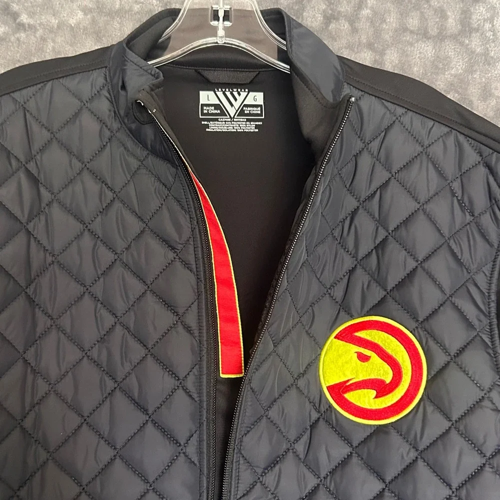 Atlanta Hawks Levelwear NBA Men Black Quilted Hybrid Full Zip Jacket Size Large